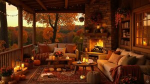 Осень у Камина 🍂 Уютный Вечер с Джазом и Теплом Огня 🎷🔥