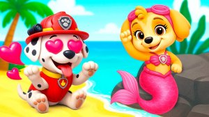 МАРШАЛ ВЛЮБЛЁН в СКАЙ РУСАЛКУ ЩЕНЯЧИЙ ПАТРУЛЬ в МАЙНКРАФТ PAW PATROL