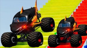 МУЛЬТИКИ ПРО МАШИНКИ 4К Очень большой монстр-трак против большого Маккуина в Бимке  BeamNG.drive