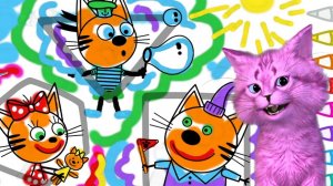 КОТЕНОК АБИ РИСУЕТ ВЕСЕЛЫХ ТРИ КОТА. Развивающие игры Три кота