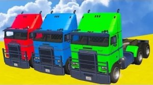 Мультики про цветные Грузовики для детей Прыжки с Трамплина Учим цвета и цифры Человек Паук