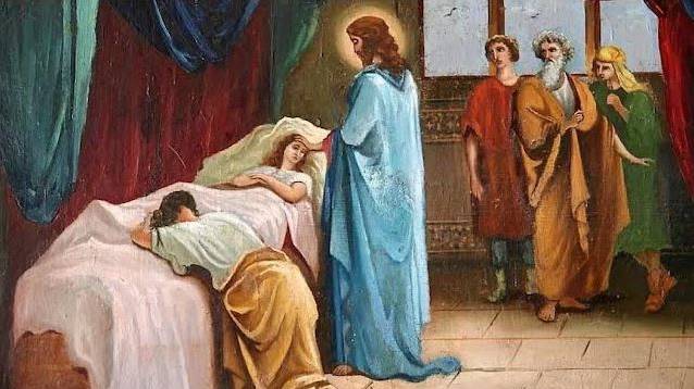 И, войдя, говорит им: девица не умерла, но спит. От Мк. 5:22-24,6:35-43 смотреть онлайн