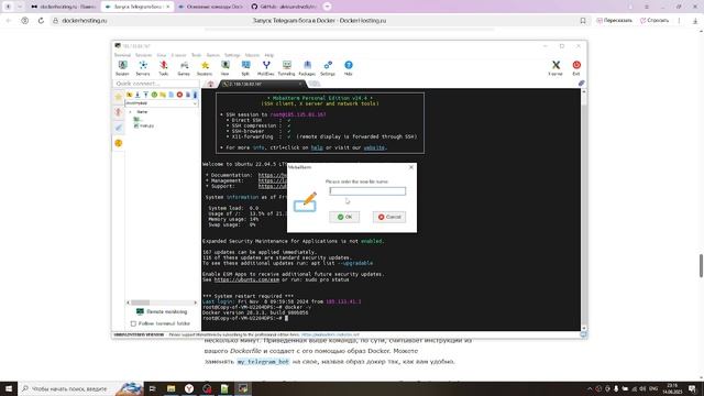Размещение Telegram bot в dockerhosting.ru смотреть онлайн