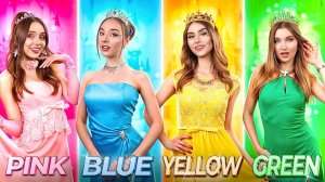 Розовая vs Желтая vs Синяя vs Зеленая Принцесса! Цветной Челлендж в Королевской Семье