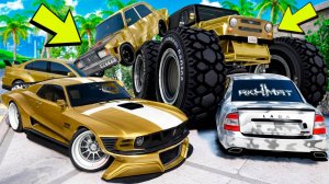 Угнал кучу золотых чит тачек и огромный монстр трак у мажора за 180 сек! Битва воров в ГТА 5 Онлайн