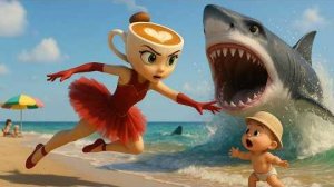 БАЛЕРИНА КАПУЧЧИНО против АКУЛЫ! Спасение младенца в океане — героический подвиг!