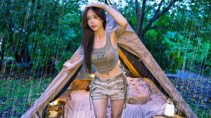 ☔️ маленькая палатка под сильным дождем | Макколи с блинчиком кимчи