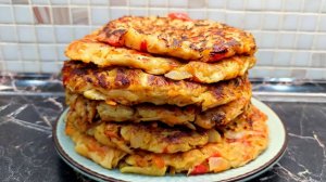 Лепёшки на завтрак или ужин. Капустные лепёшки с лавашем. Тушёная капуста по новому.