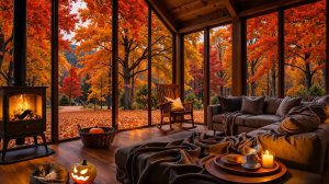 Хэллоуинская Осень 🎃 Камин, Лес и Джаз для Уюта 🍂🔥
