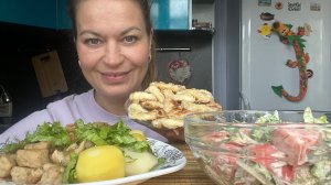 МУКБАНГ ЖАРЕНОЕ МЯСО С ЛУКОМ/ОТВАРНОЙ КАРТОФЕЛЬ/ЗАКУСОЧНЫЕ КАБАЧКИ/MUKBANG ЕДА ОБЖОР