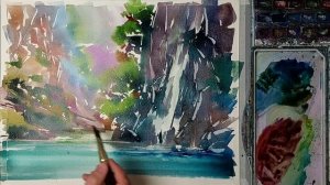 В каньоне, подробный мастер-класс по акварели