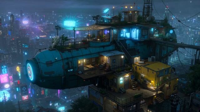 Aerial Cyberpunk Sanctuary ｜ 2077 Ambient Music for Coding & Productivity
