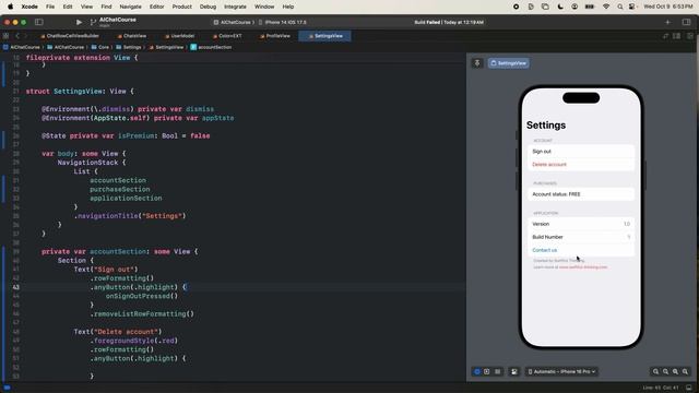 18 - CreateAccountView & SettingsView