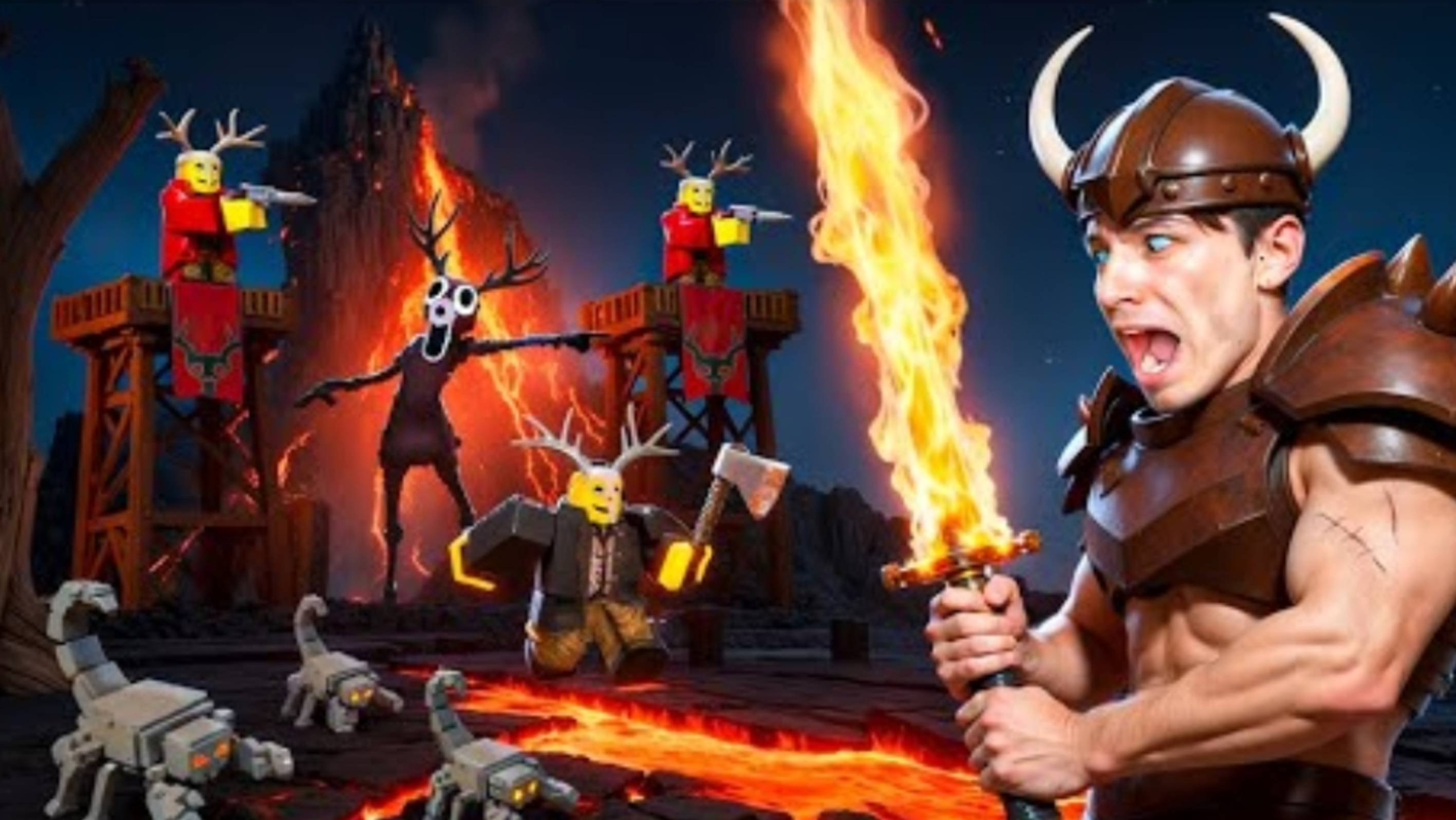 У ЛОСЯ ГОРИТ ПУКАН, СКИНУЛ БЕДНОГО В ВУЛКАН 🌋 😭 ИЗУЧАЮ ЛАЛОВЫЙ БИОМ В 99 НОЧЕЙ В ЛЕСУ  ROBLOX