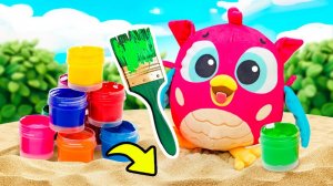 Совенок Хоп Хоп красит песок и делает подарок дельфину!