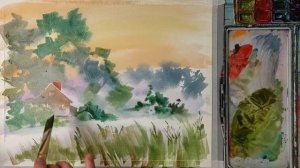 Тёплый сентябрь, быстрая акварель