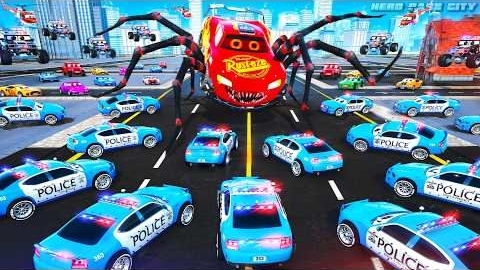 Монстр-паук 🕷️ Маккуин сеет хаос в городе машин-героев! 🚨 Эпическая полицейская погоня и спасатель смотреть онлайн