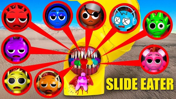 МОЙ ДРОН СНЯЛ, КАК SLIDE EATER НАПАЛ НА ВСЕХ SPRUNKI