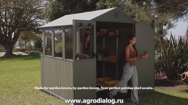 Древесно-пластиковый композитный сарай Keter Darwin Potting 6x8 Green смотреть онлайн