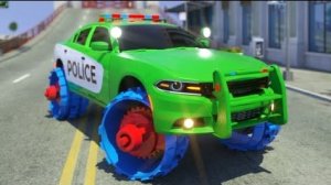 Шины Полицейской Машины Заменены На Гигантские Цементные Шины 🚒 🚔 ГИГАНТСКИЕ КОЛЕСА