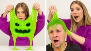 СЕМЕЙНЫ ПРАНК 100/10 Сбрасываем ОГРОМНЫЙ СЛАЙМ НА ПАПУ!