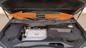Снятие и установка газовых упоров капота Lexus RX350 RX450h