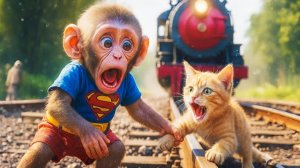 Видео для детей. Приключения обезьянки и котика. Играем  и смотрим. Детям.