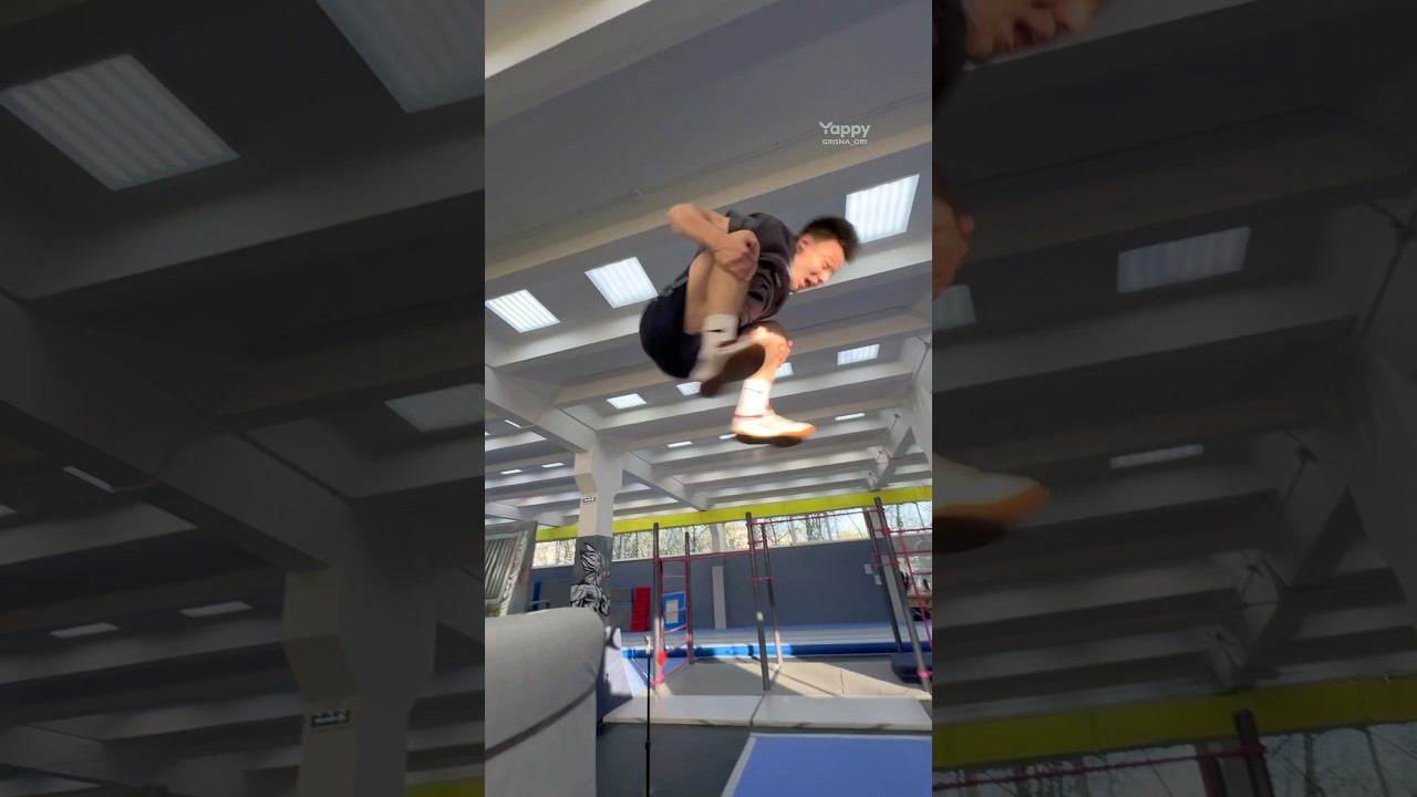 ТРЕНИРУЮ ДВОЙНОЙ ГЕЙНЕР #parkour #tricks #flip смотреть онлайн