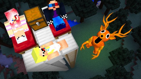 🌋МЫ НАШЛИ ЛАВОВОГО ОЛЕНЯ 99 НОЧЕЙ В ЛЕСУ В МАЙНКРАФТ! ШЕДИ ЛЕСКА И НУБИК MINECRAFT