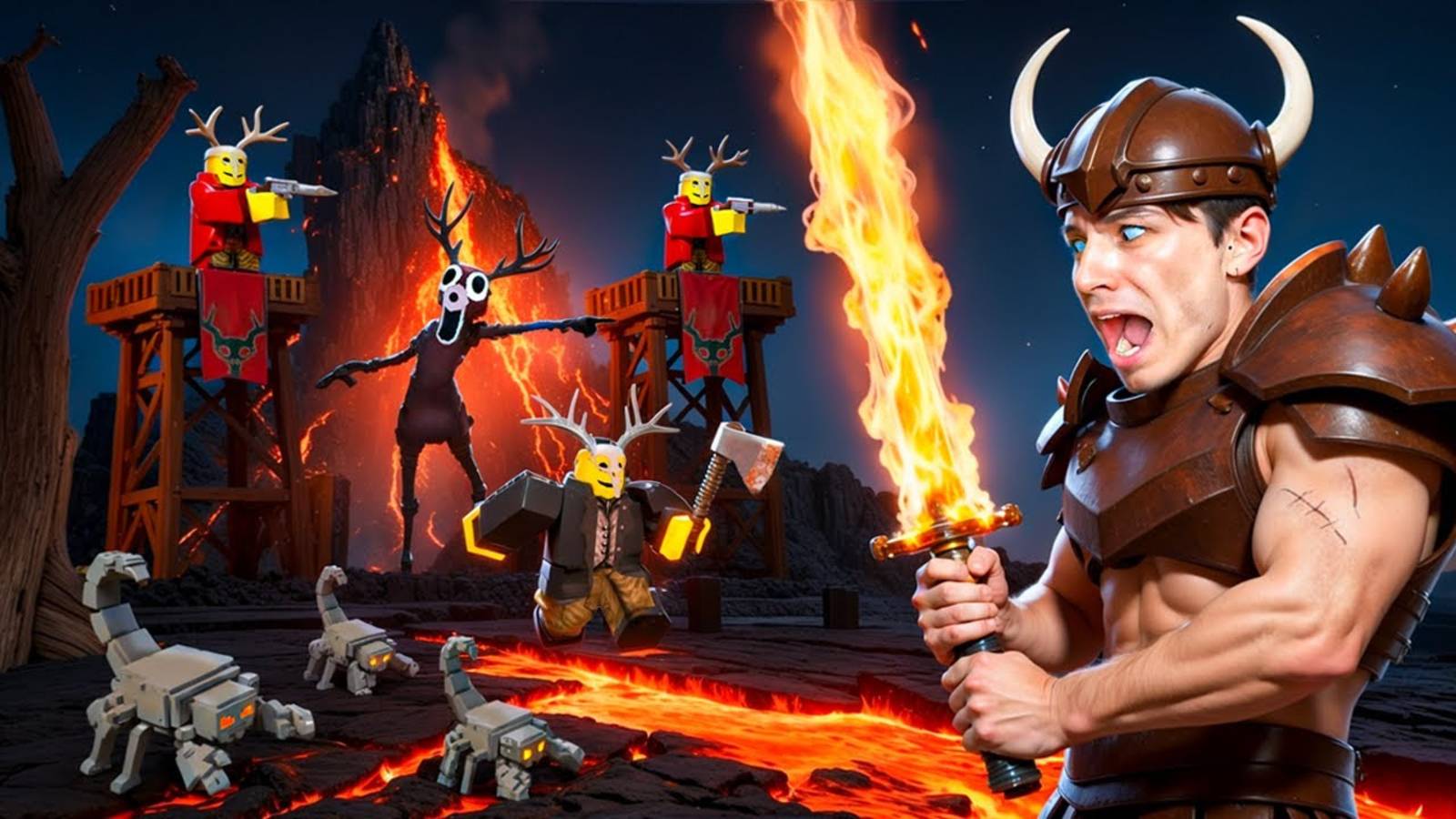 У ЛОСЯ ГОРИТ ПУКАН, СКИНУЛ БЕДНОГО В ВУЛКАН🌋😭 ИЗУЧАЮ ЛАВОВЫЙ БИОМ В 99 НОЧЕЙ В ЛЕСУ ROBLOX! смотреть онлайн