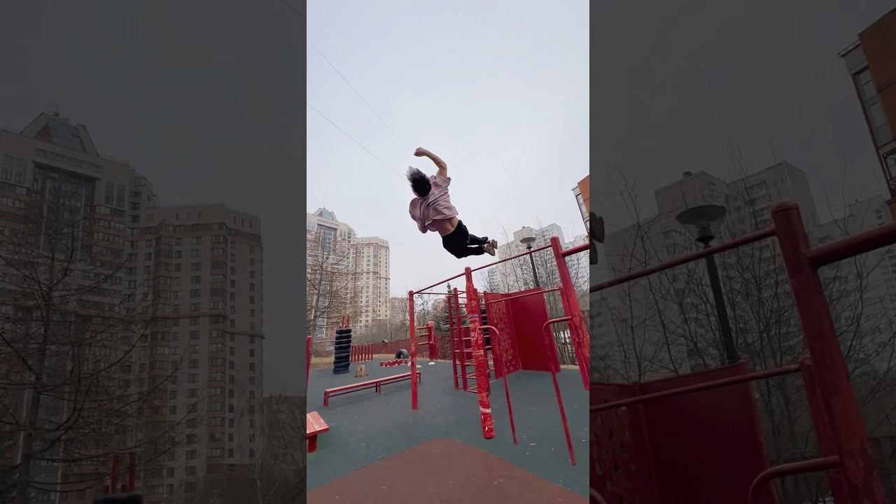 Делаю БЭК С ВИНТОМ НА УЛИЦЕ #parkour #workout #tricks #flip смотреть онлайн