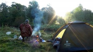 Рыбалка 14 сентября на малой реке на простые жерлицы с берега и грибы и как там землянка