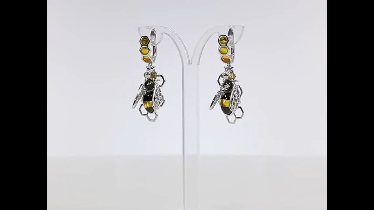 Серебряные серьги с янтарём