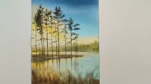 Акварель для начинающих / Пишем пейзаж с соснами