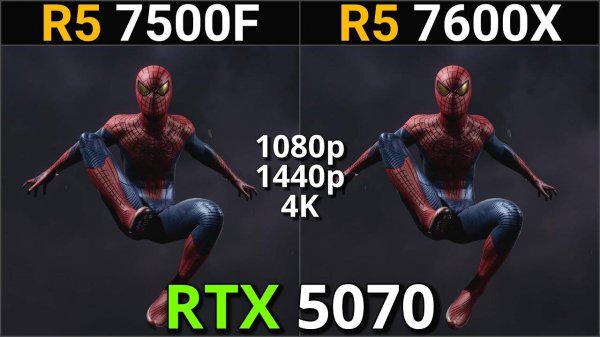 Ryzen 5 7500F vs Ryzen 5 7600X + RTX 5070 - Gaming ｜ 1080p, 1440p, 4K