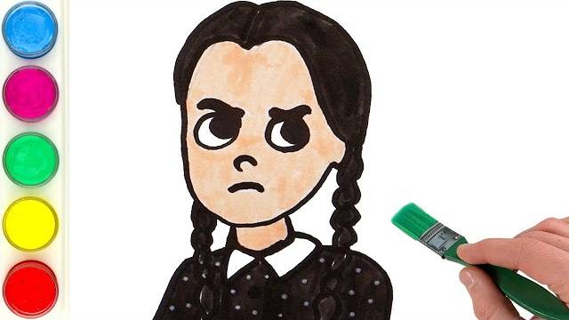 Рисуем и раскрашиваем Уэнздей Аддамс (Wednesday Addams). Детям и начинающим смотреть онлайн