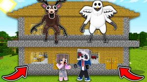 ОЛЕНЬ и СОВА из 99 НОЧЕЙ В ЛЕСУ ЖИВУТ НАД ДОМОМ НУБ И ПРО в МАЙНКРАФТ РОБЛОКС SCP MINECRAFT