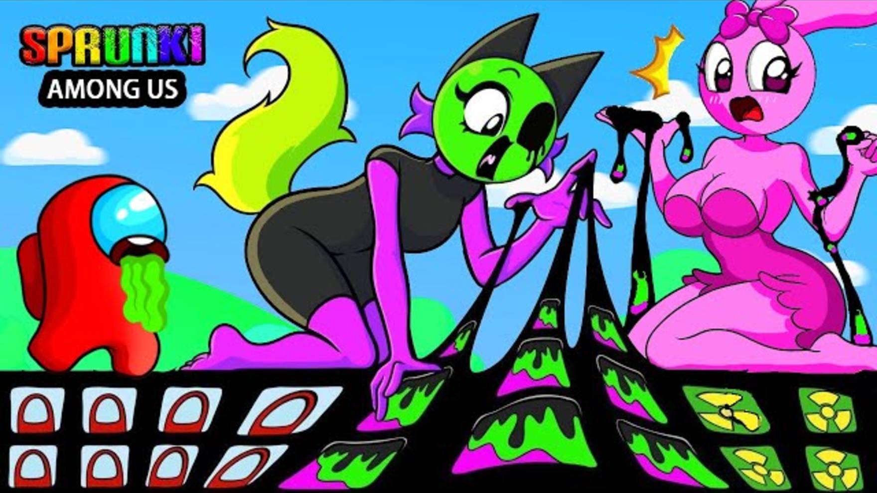 Амогус убежал от Спрунки ПИНКИ ХЕМИ , но был испорчен, анимация смотреть онлайн