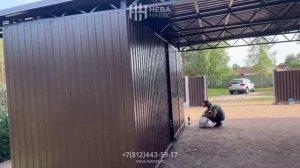 Навес для двух авто с хозблоком