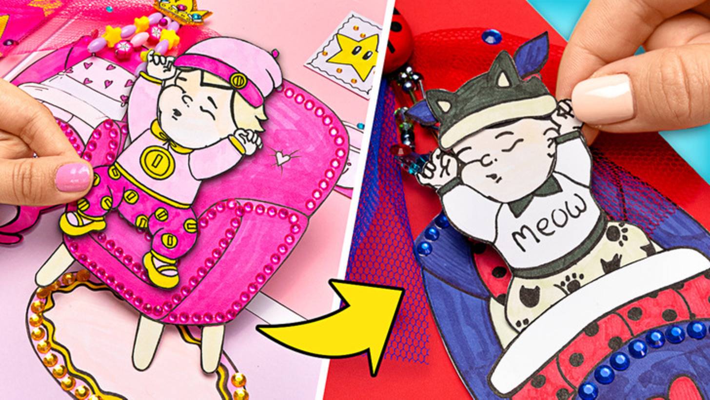 Комнаты для бумажных кукол 🏰 Маленькие Принцесса Пич и Леди Баг ✨ смотреть онлайн