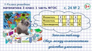 Стр. 24 № 2 таблица, связь между компонентами действия умножения математика 3 класс 1 часть ФГОС