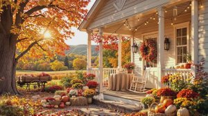 Уютный Осенний Фон — Пение птичек, ветерок и прекрасный вид на осенний листопад