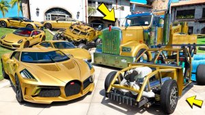 Угнал кучу золотых чит тачек и огромный монстр трак у мажора за 180 сек! Битва воров в ГТА 5 Онлайн