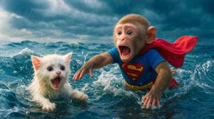 Мультики для детей. Обезьянка спасает котика,  приключения обезьянки. Детям