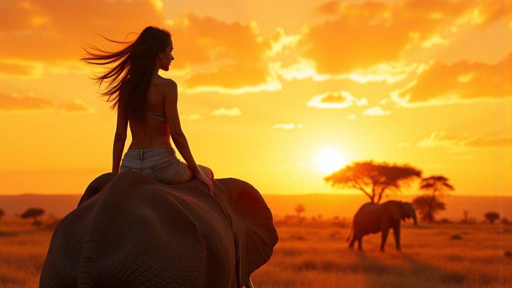 Девушка на слоне в Африке смотреть онлайн