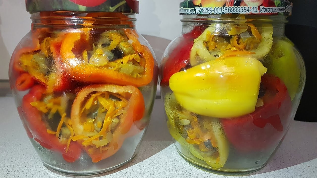Боже как это Вкусно! Фаршированный перец Баклажанами на зиму. смотреть онлайн