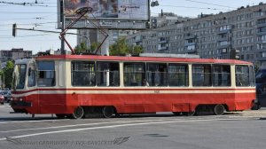 Трамвай ЛМ-99К и ЛВС-86К на 61 маршруте Санкт-Петербурга