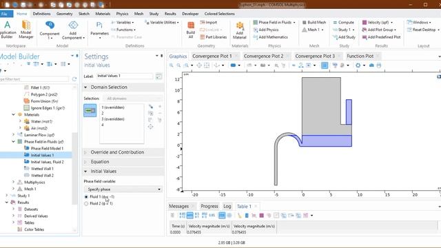 CFD моделирование сифона в COMSOL Multiphysics. Многофазные потоки.