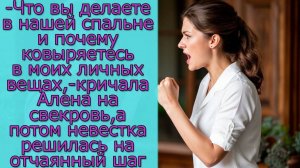 -Что вы делаете в нашей спальне и почему ковыряетесь в моих личных вещах,- кричала Алена на свекровь