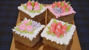 ЦВЕТЫ из крема МК по украшению пирожных МИНИ ТОРТИКИ